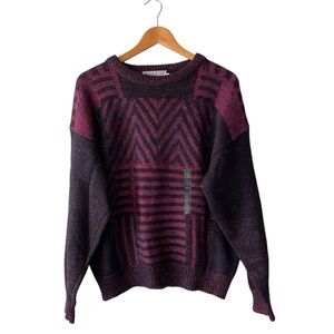 Vintage Natural Knitwear Polo Mohair & Wool Crewneck Sweater